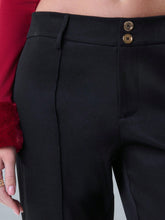 TypaGal Classy Pintuck Seam Detail Slit Hem Trousers With Gold Button Detail